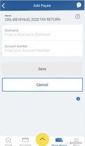 Enter SIN and nickname in RBC payee setup
