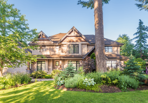 Houses In Suburb At Summer In Canada. Luxury Houses With Nice Landscape.